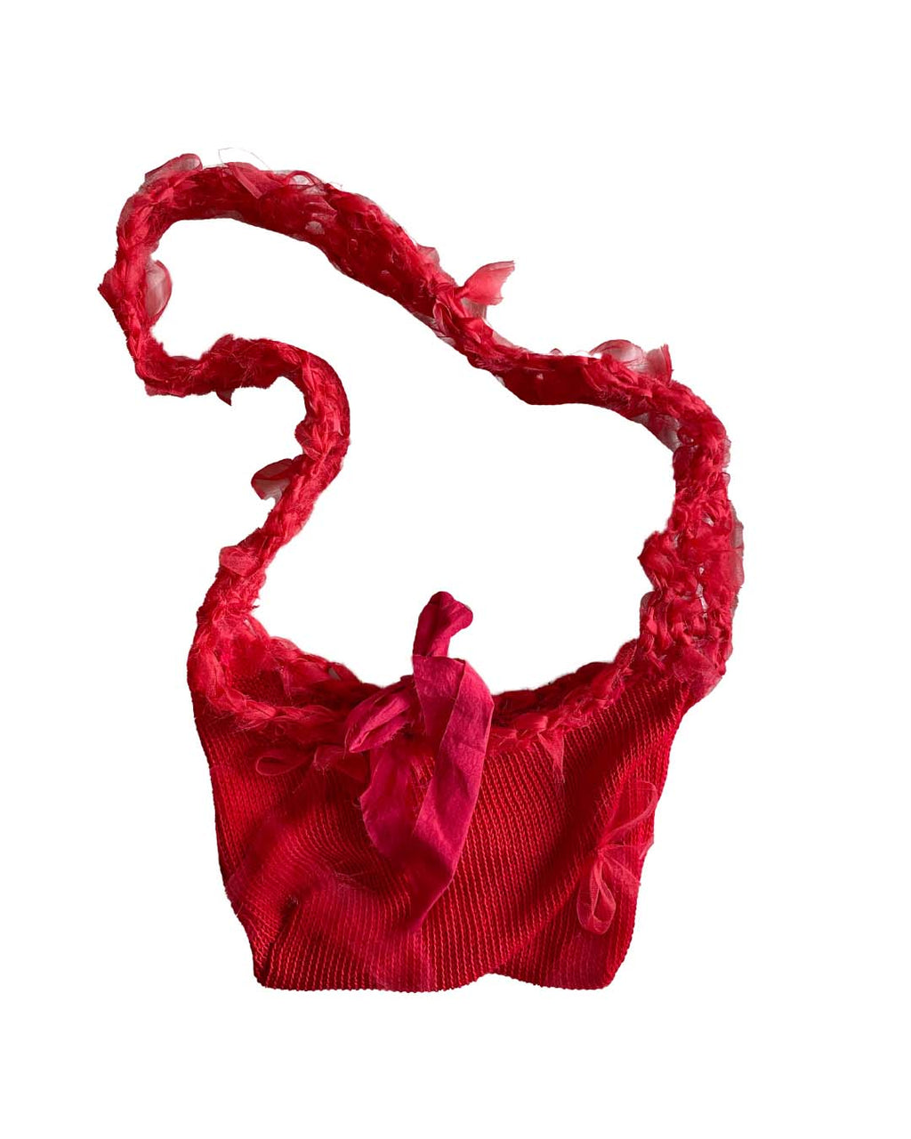 Red crossbody bag w/ties