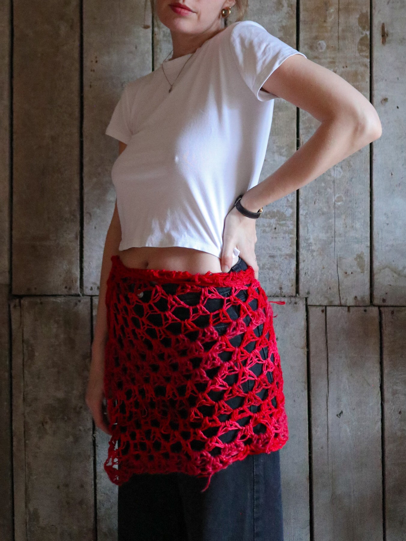 Crimson wrap skirt