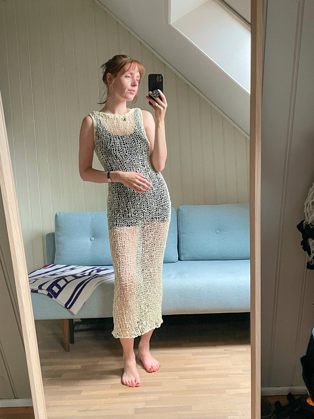 Open back mesh dress