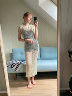 Open back mesh dress