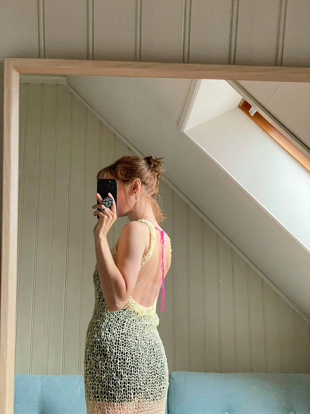 Open back mesh dress