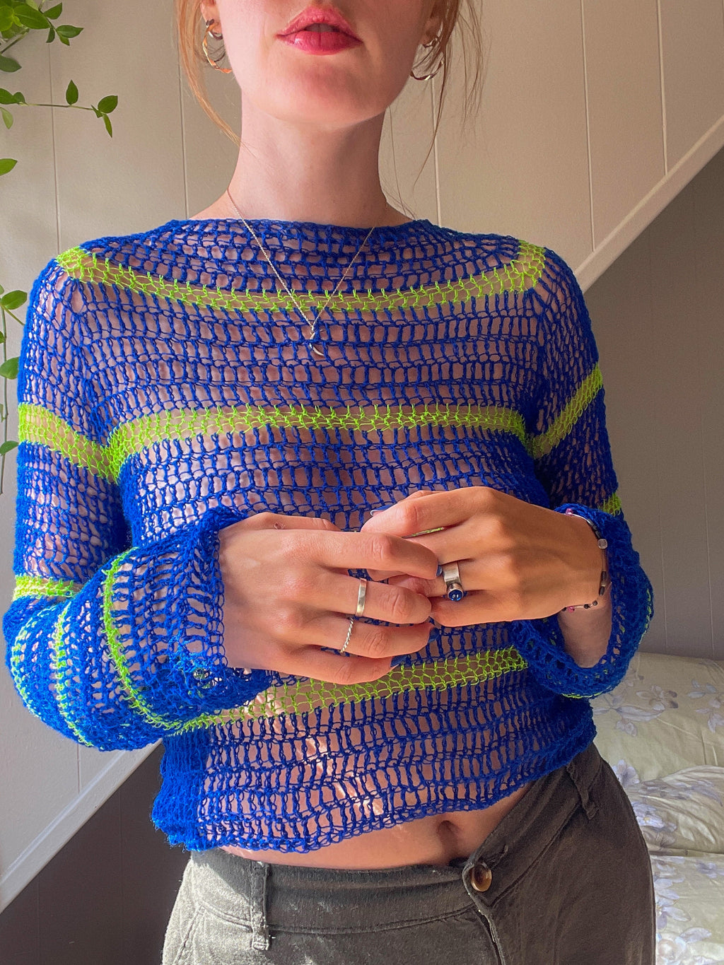 Stripey crochet raglan