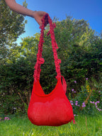 Red mesh crossbody bag