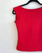 Red open back top