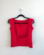 Red open back top