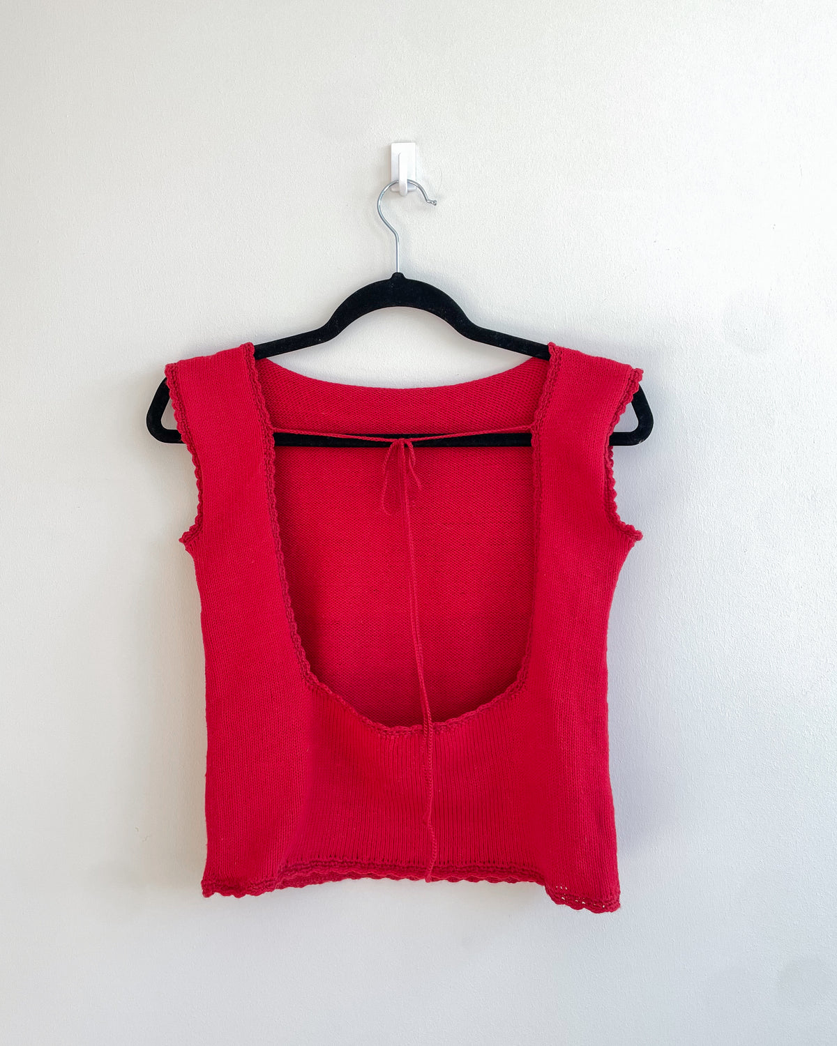 Red open back top