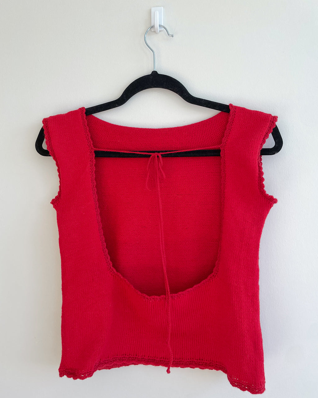 Red open back top