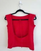 Red open back top