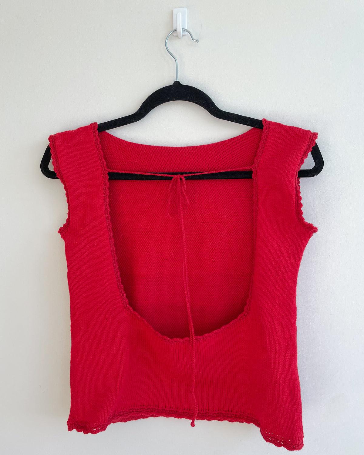 Red open back top