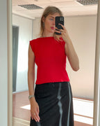 Red open back top