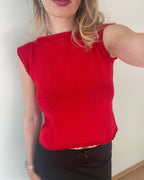 Red open back top