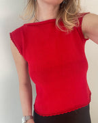 Red open back top