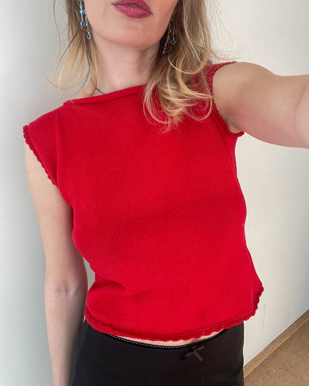 Red open back top