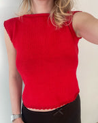 Red open back top