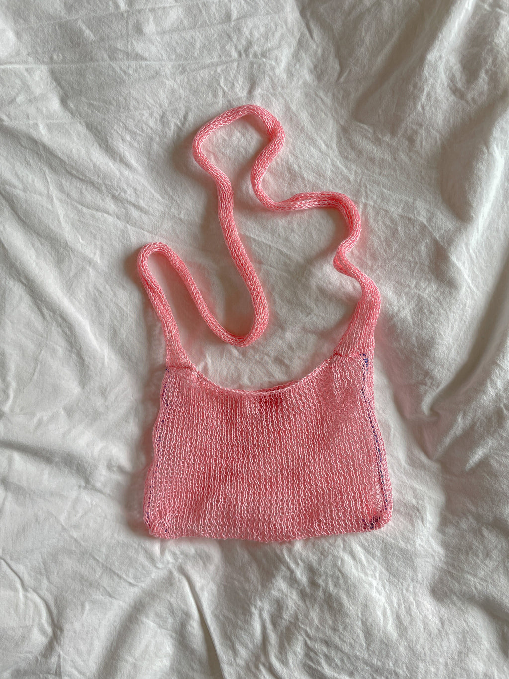 Pink crossbody mesh bag