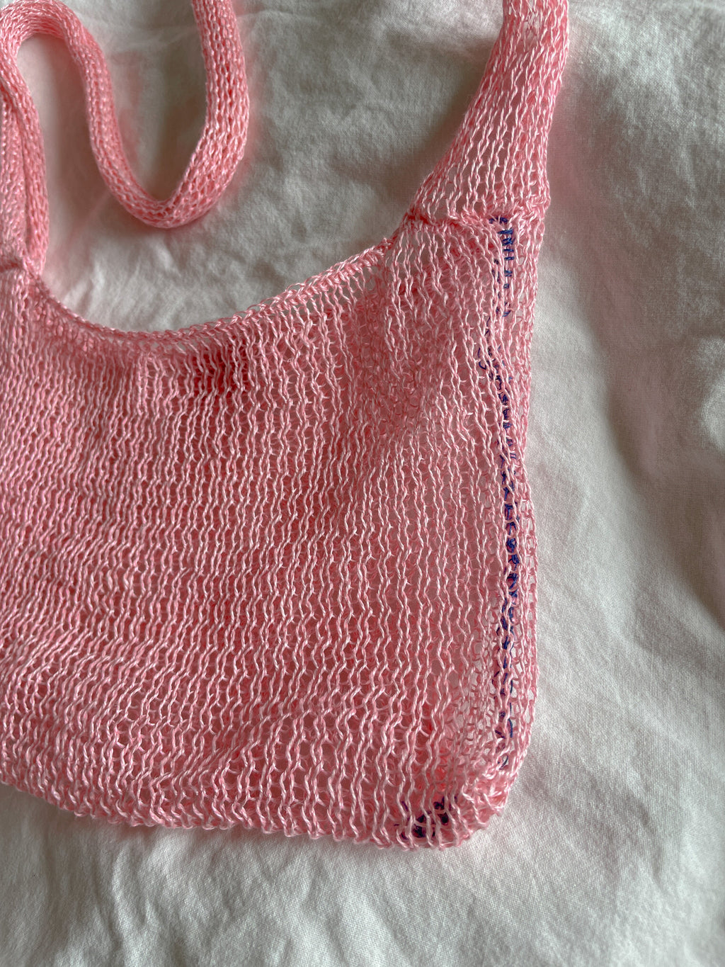 Pink crossbody mesh bag