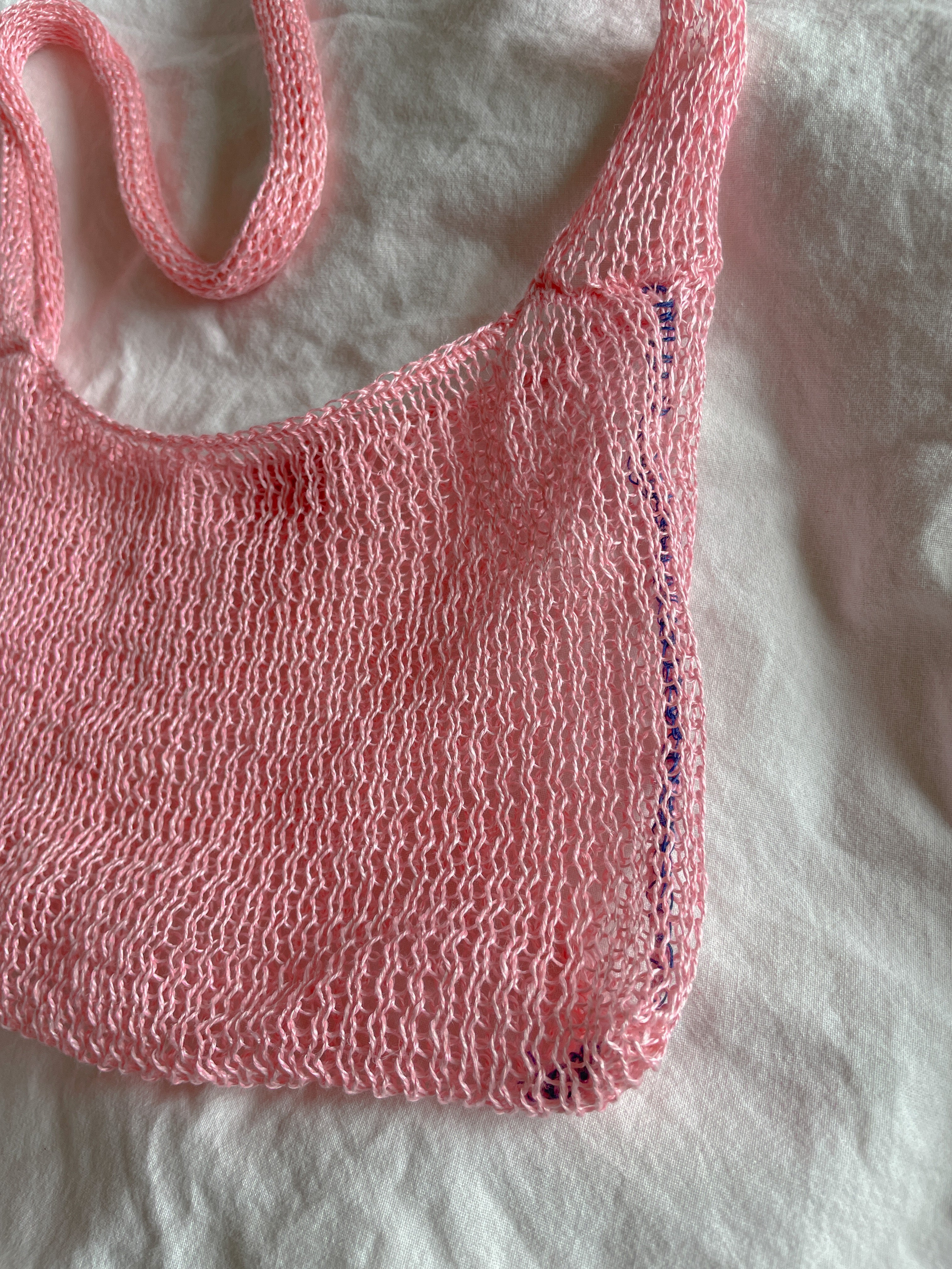 Pink crossbody mesh bag