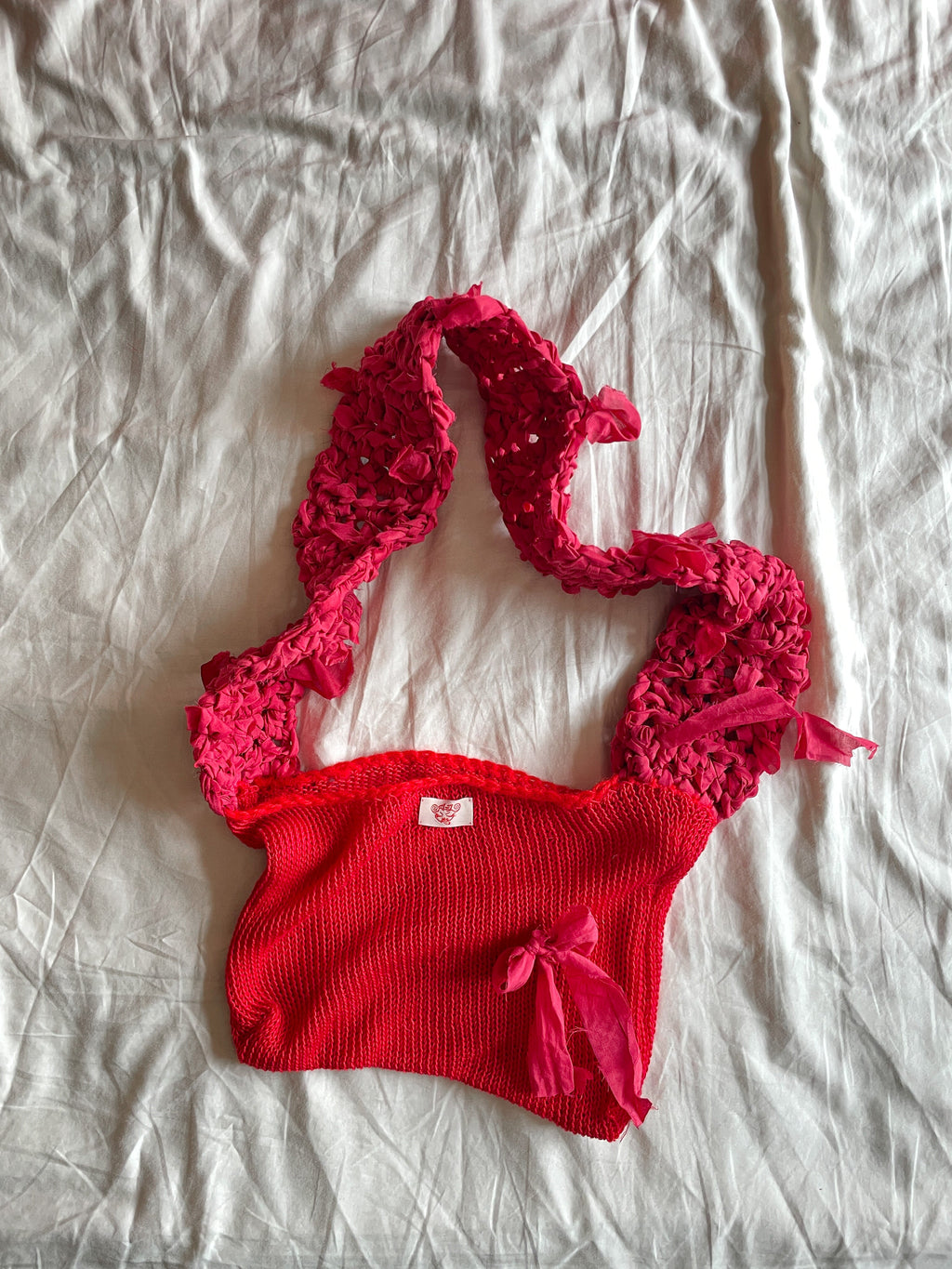 Red mesh crossbody bag