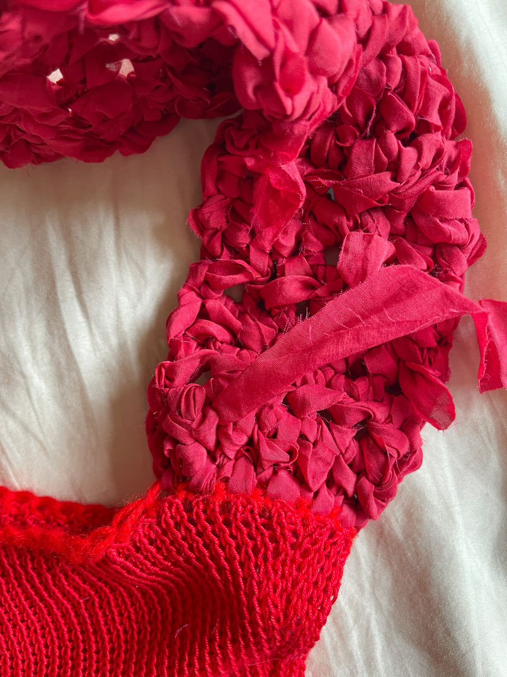 Red mesh crossbody bag