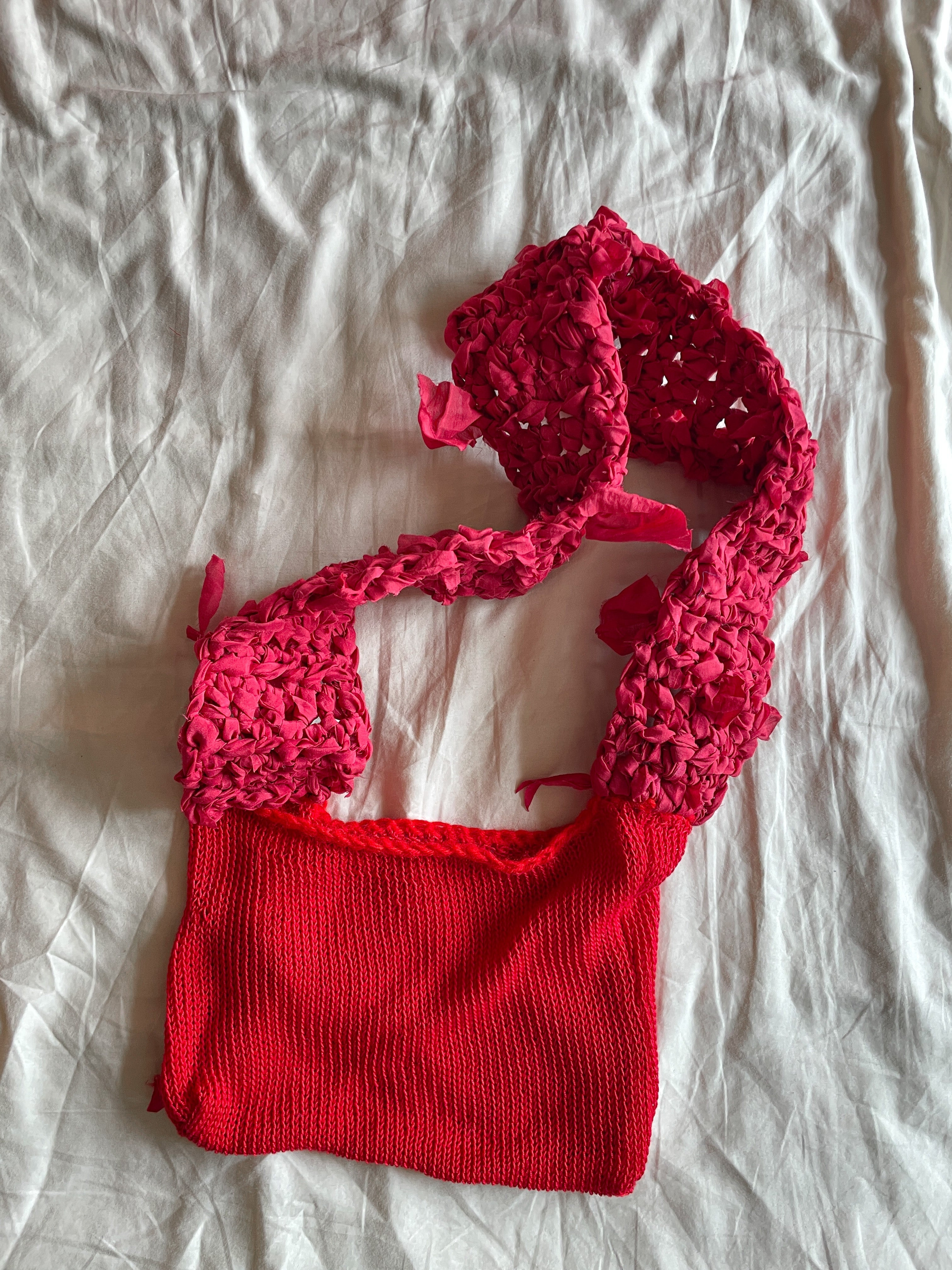 Red mesh crossbody bag