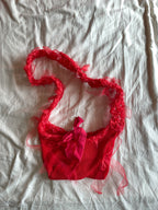 Red crossbody bag w/ties