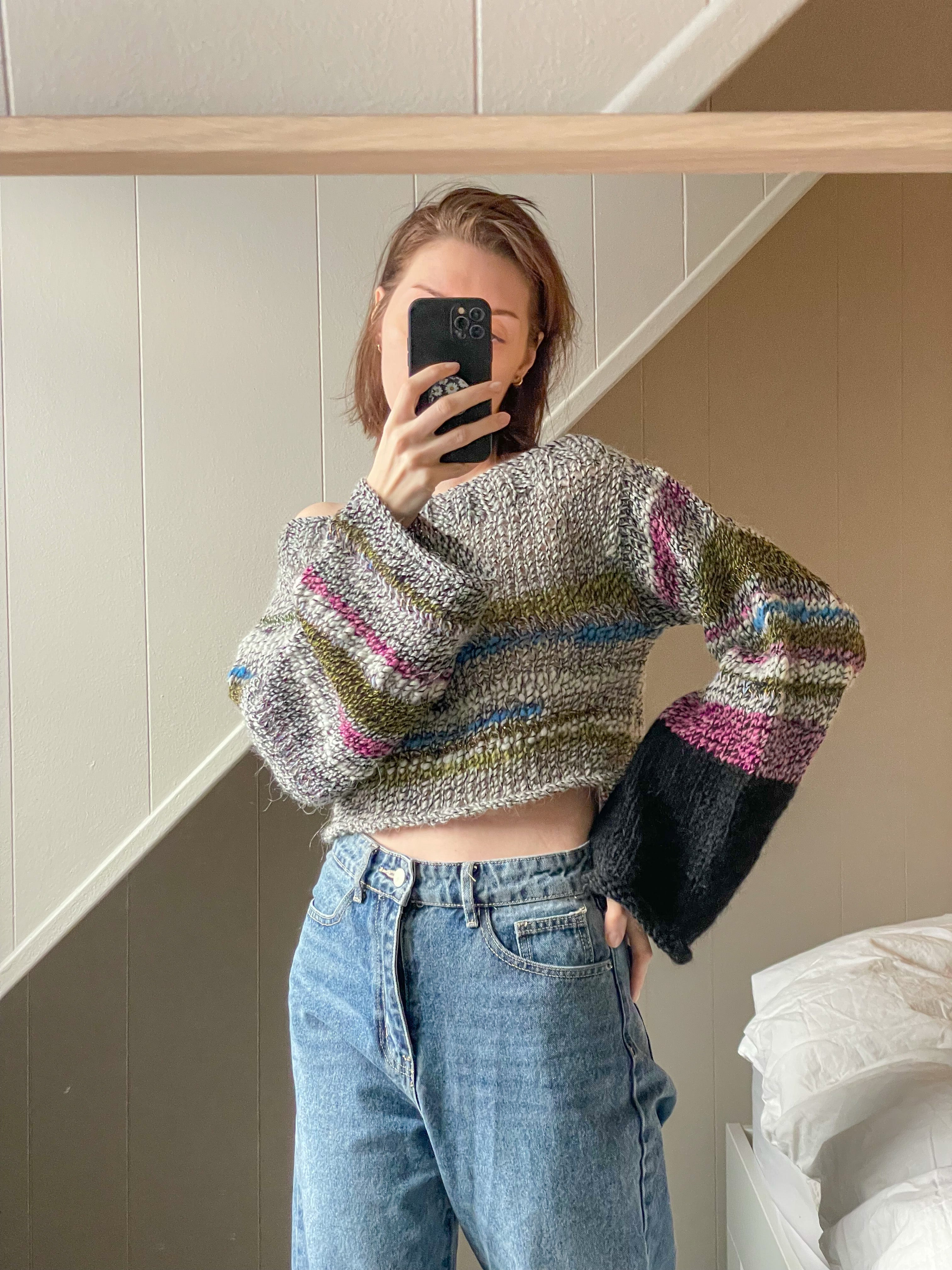 Glitch off-shoulder pullover