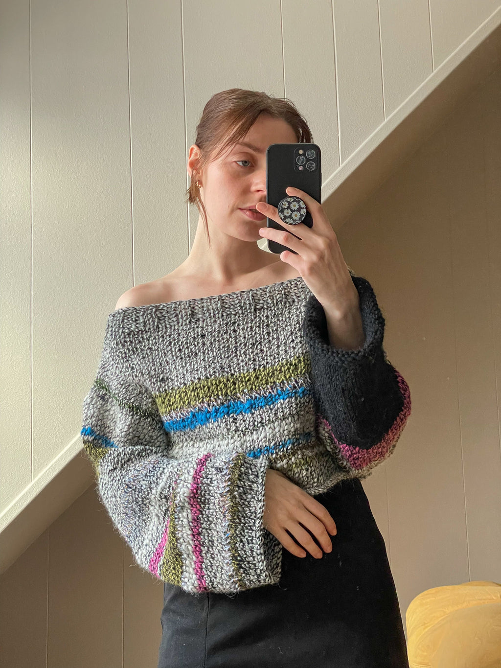 Glitch off-shoulder pullover