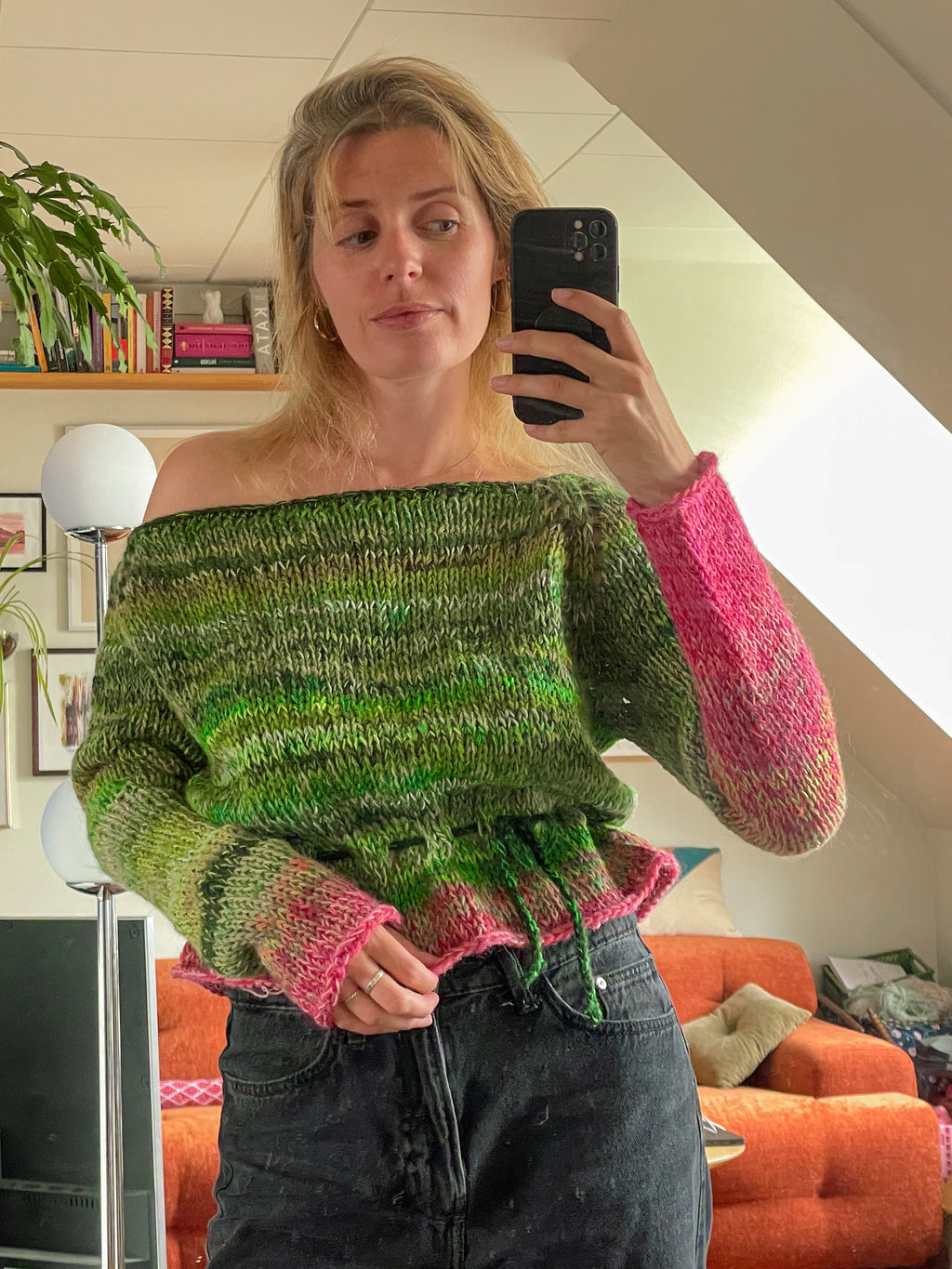 Off shoulder long sleeve top