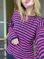 Stripey drop stitch pullover
