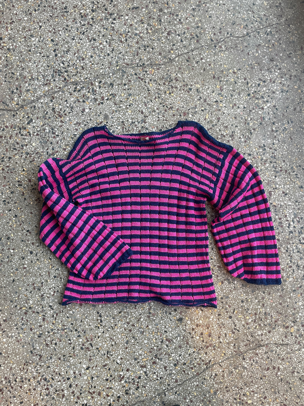 Stripey drop stitch pullover