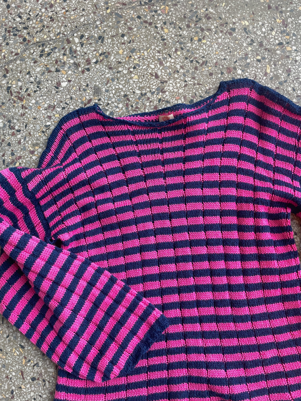 Stripey drop stitch pullover