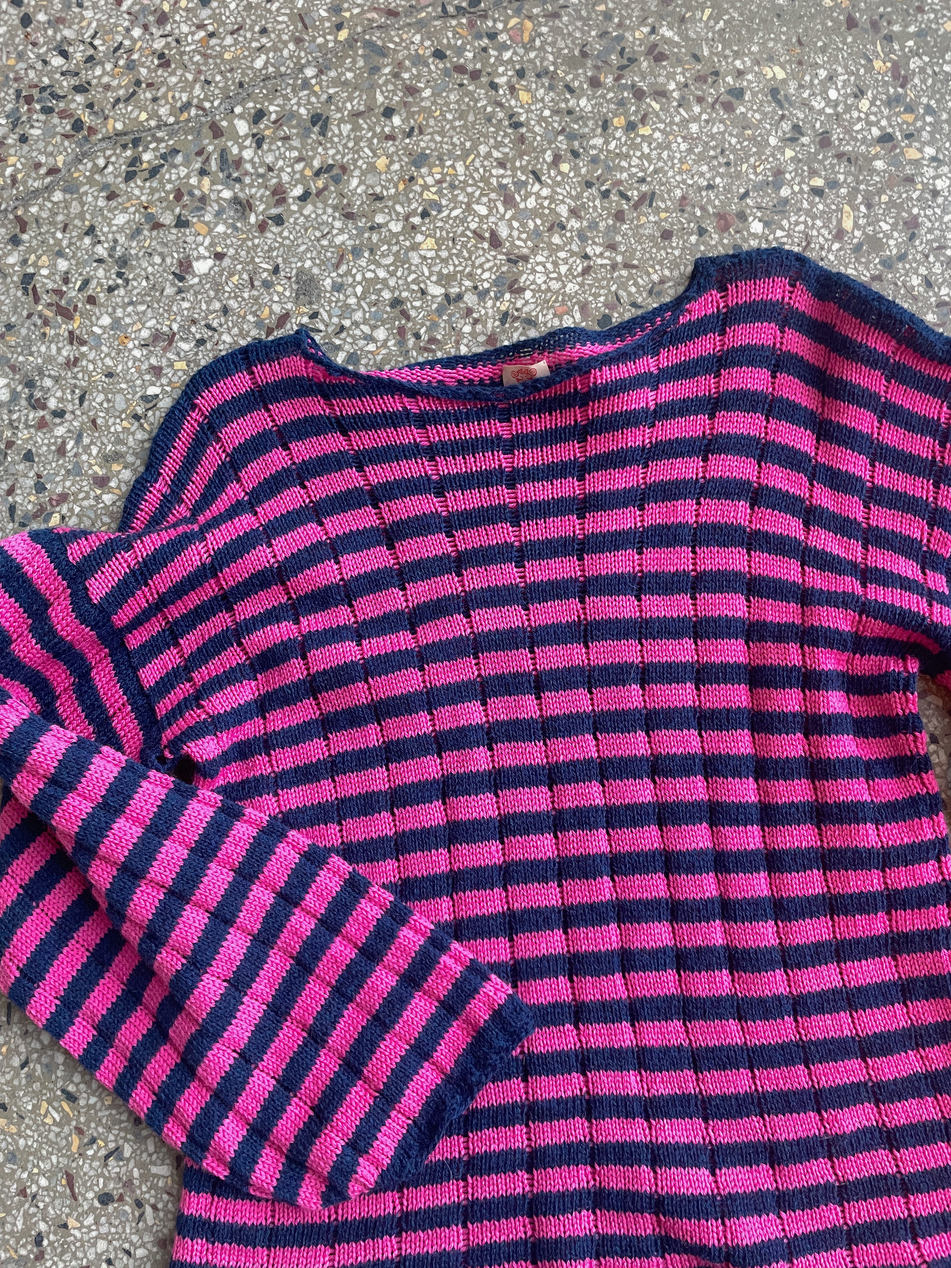 Stripey drop stitch pullover