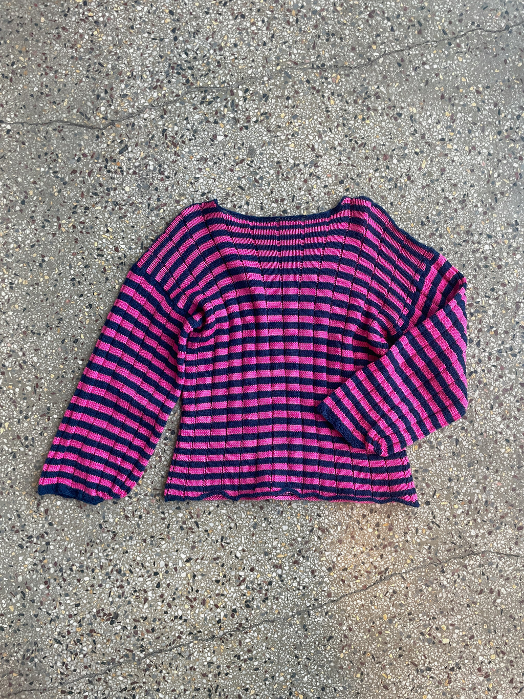 Stripey drop stitch pullover