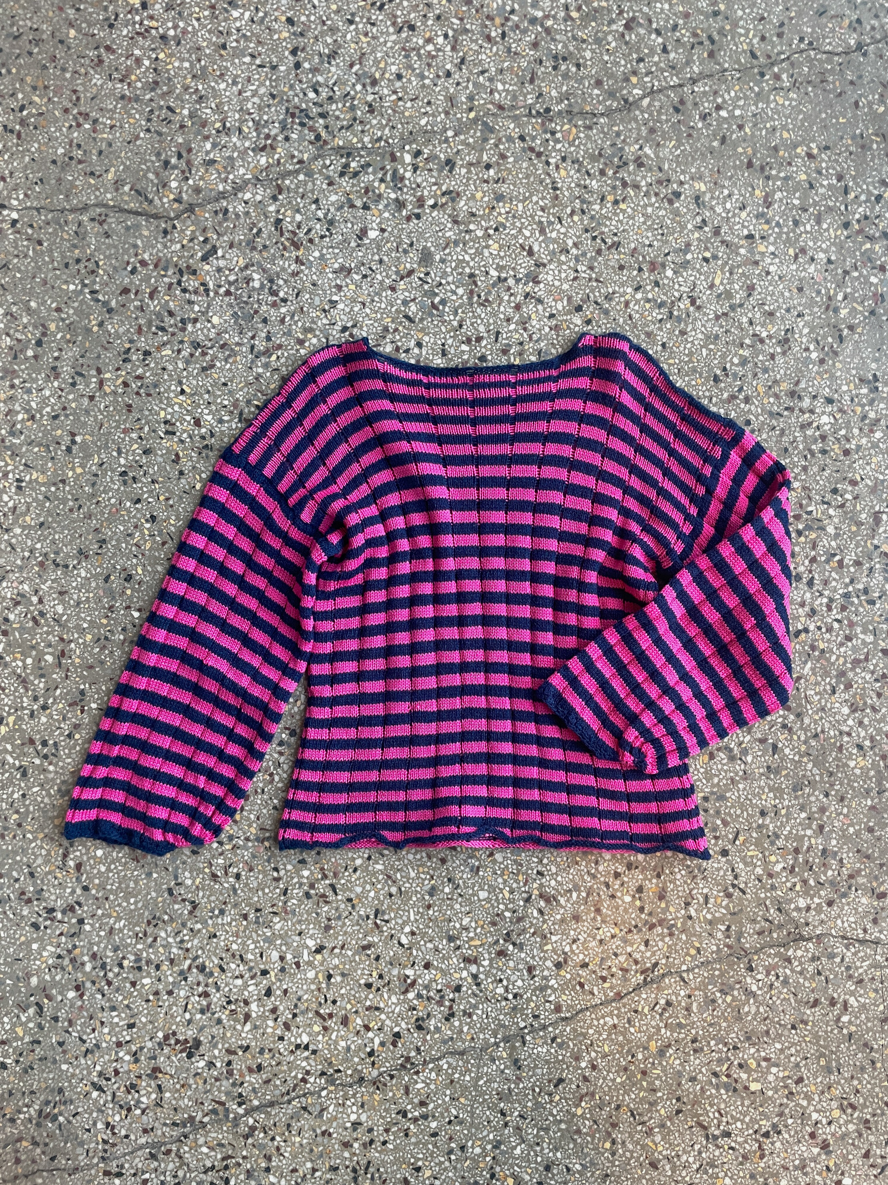 Stripey drop stitch pullover