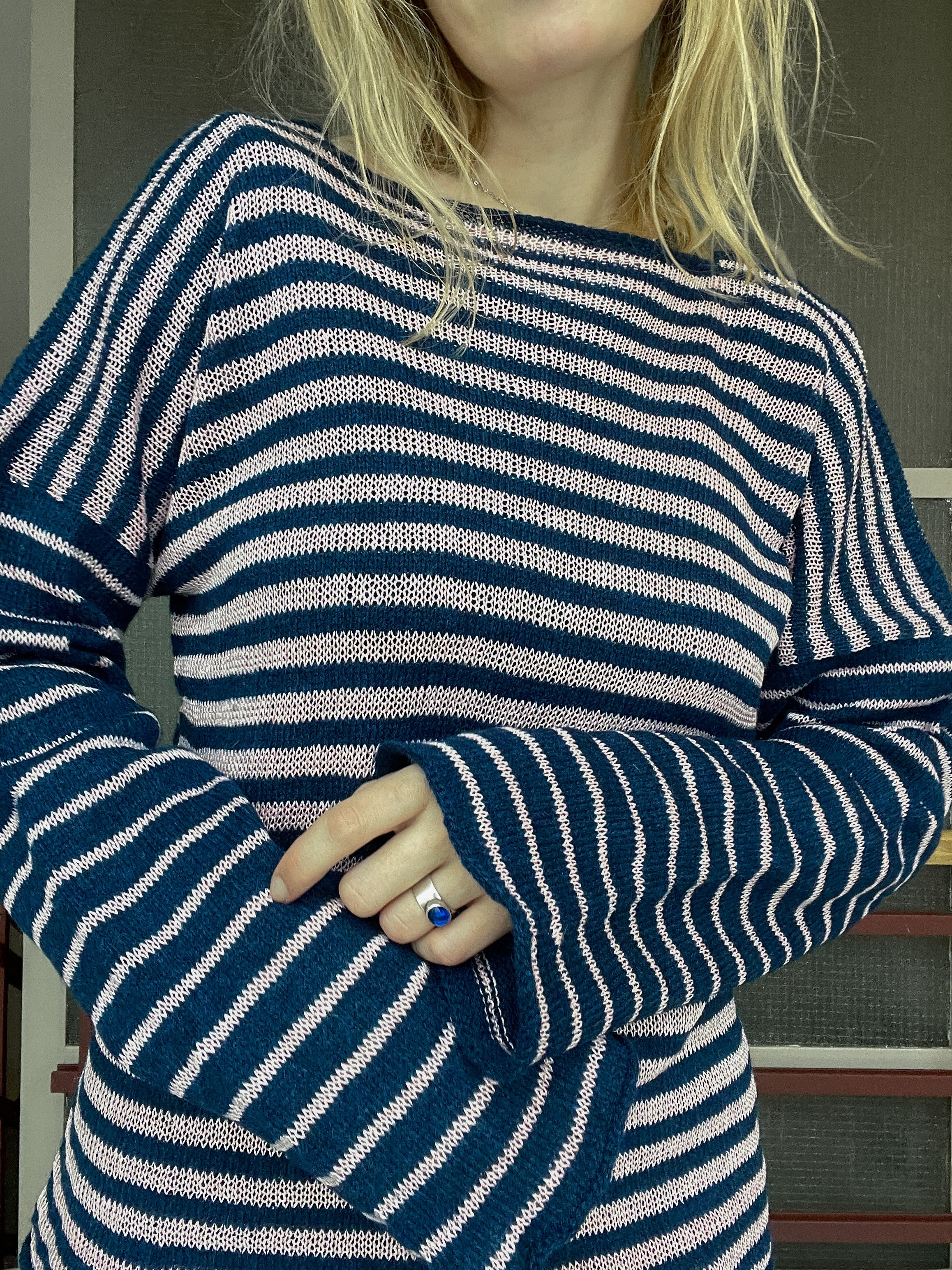 Stripey blue/pink slouch pullover