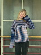 Stripey blue/pink slouch pullover