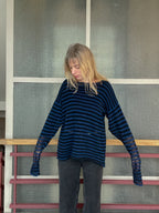 Stripey blue/black mesh pullover | SAMPLE SALE