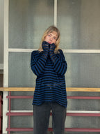 Stripey blue/black mesh pullover | SAMPLE SALE