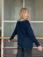 Stripey blue/black mesh pullover | SAMPLE SALE