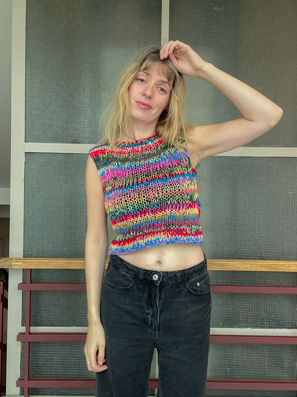 Open back confetti top - multicolor