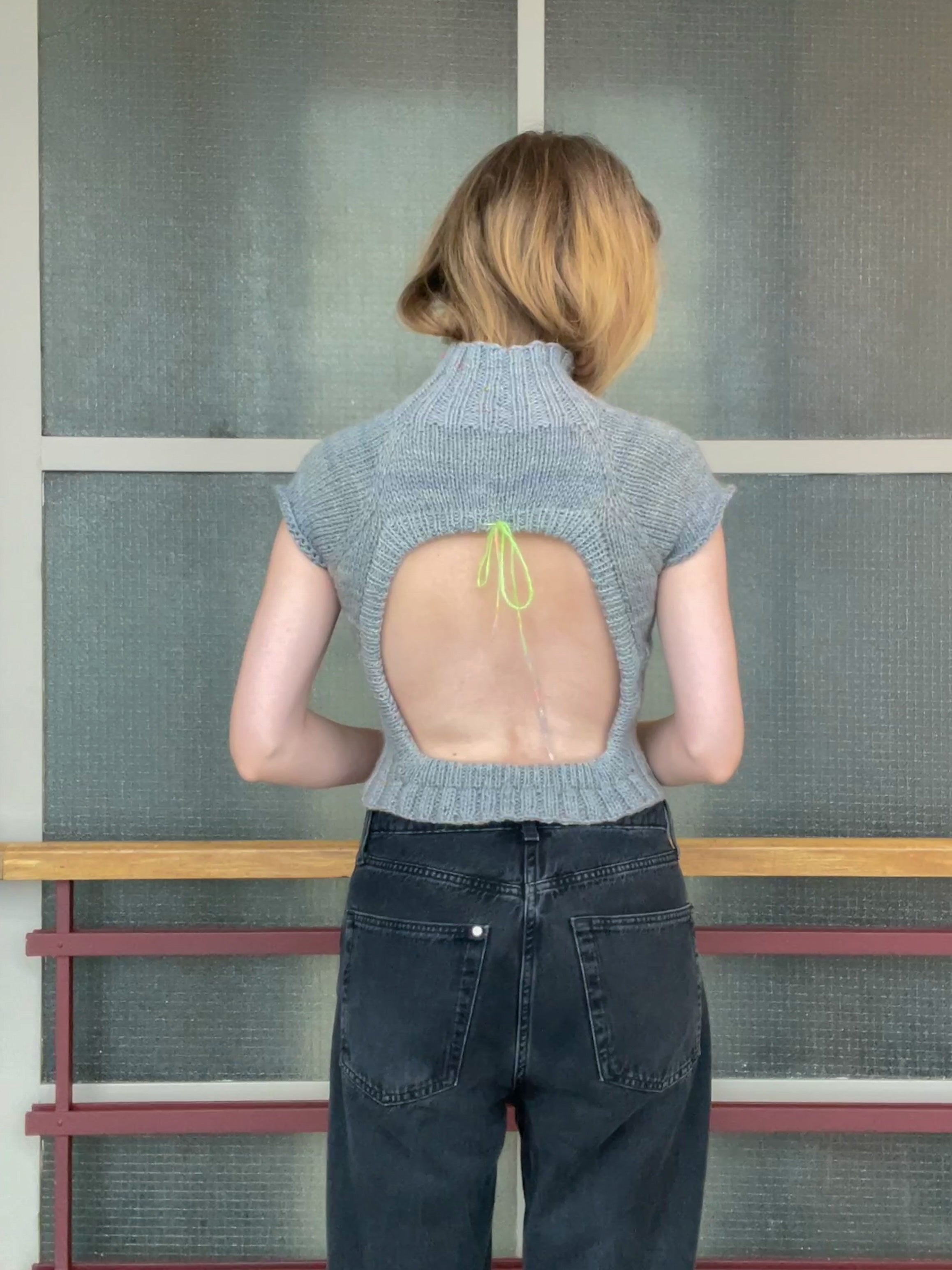 Open back turtleneck top