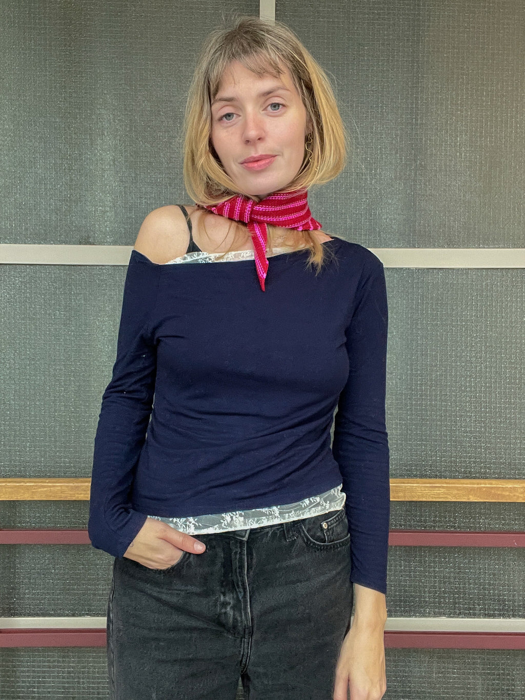 Stripey triangle scarf