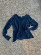 Stripey blue/black mesh pullover | SAMPLE SALE