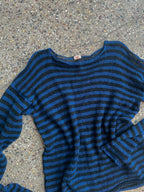 Stripey blue/black mesh pullover | SAMPLE SALE