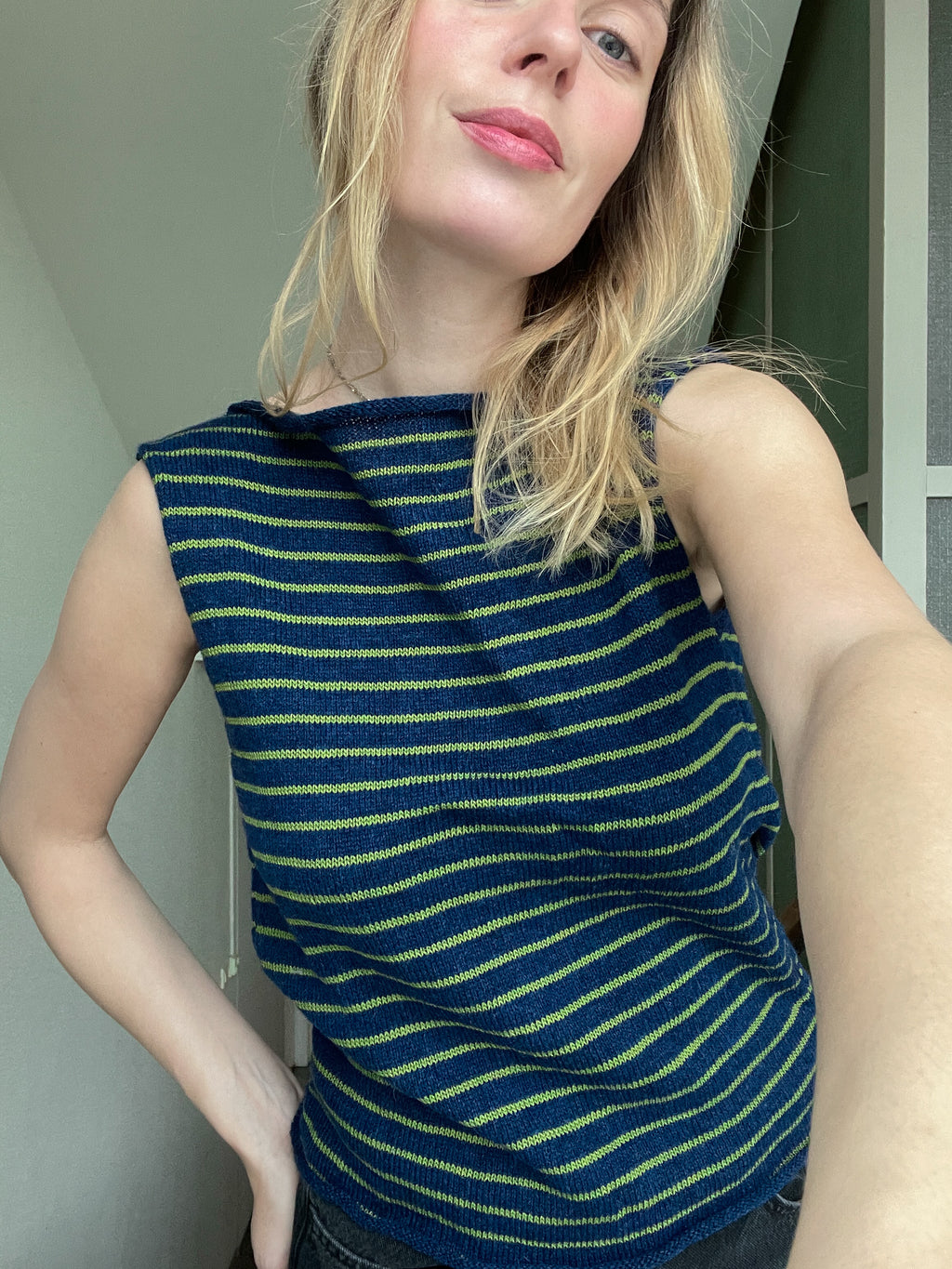 Stripey open back slouch top