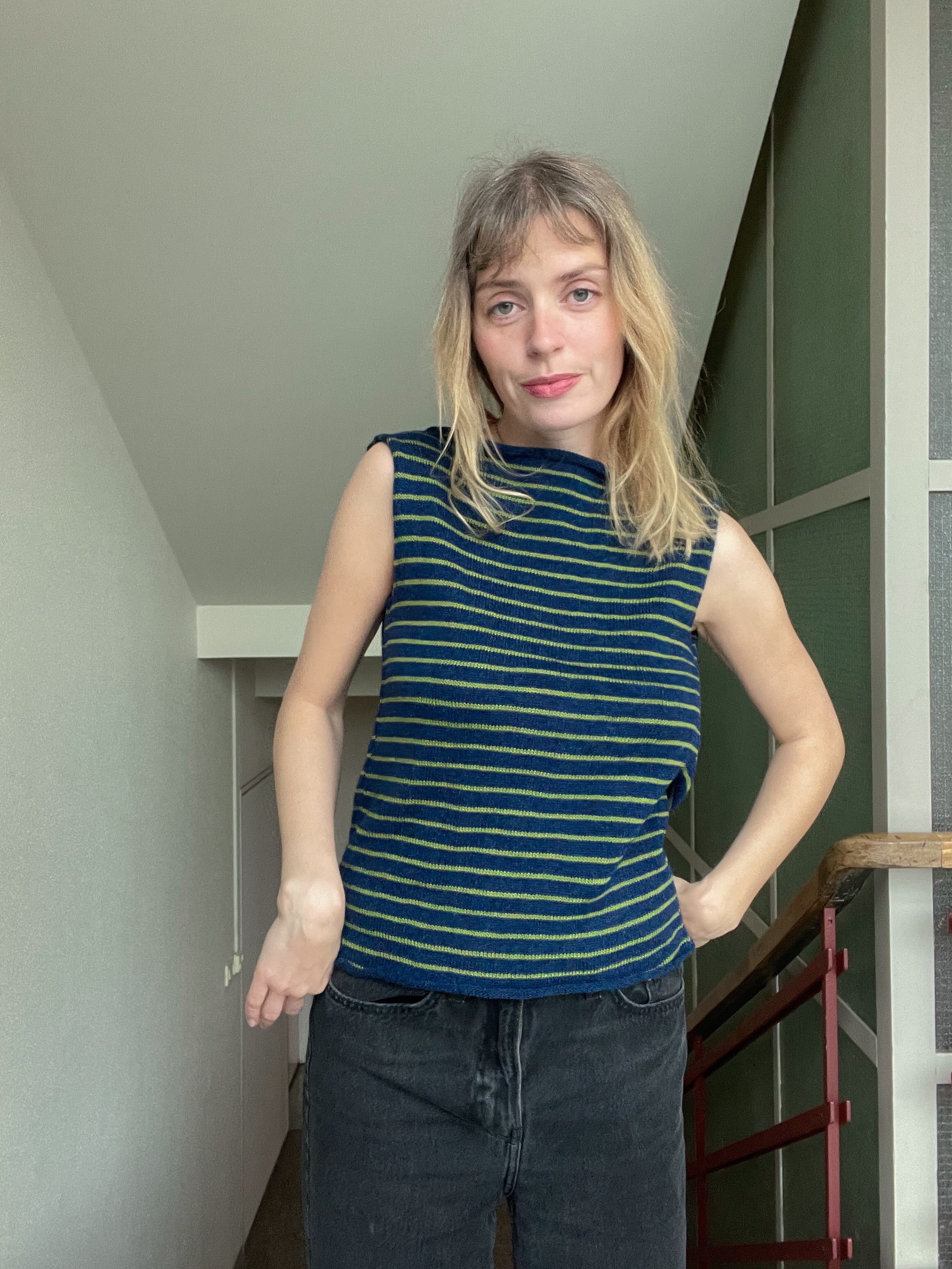 Stripey open back slouch top