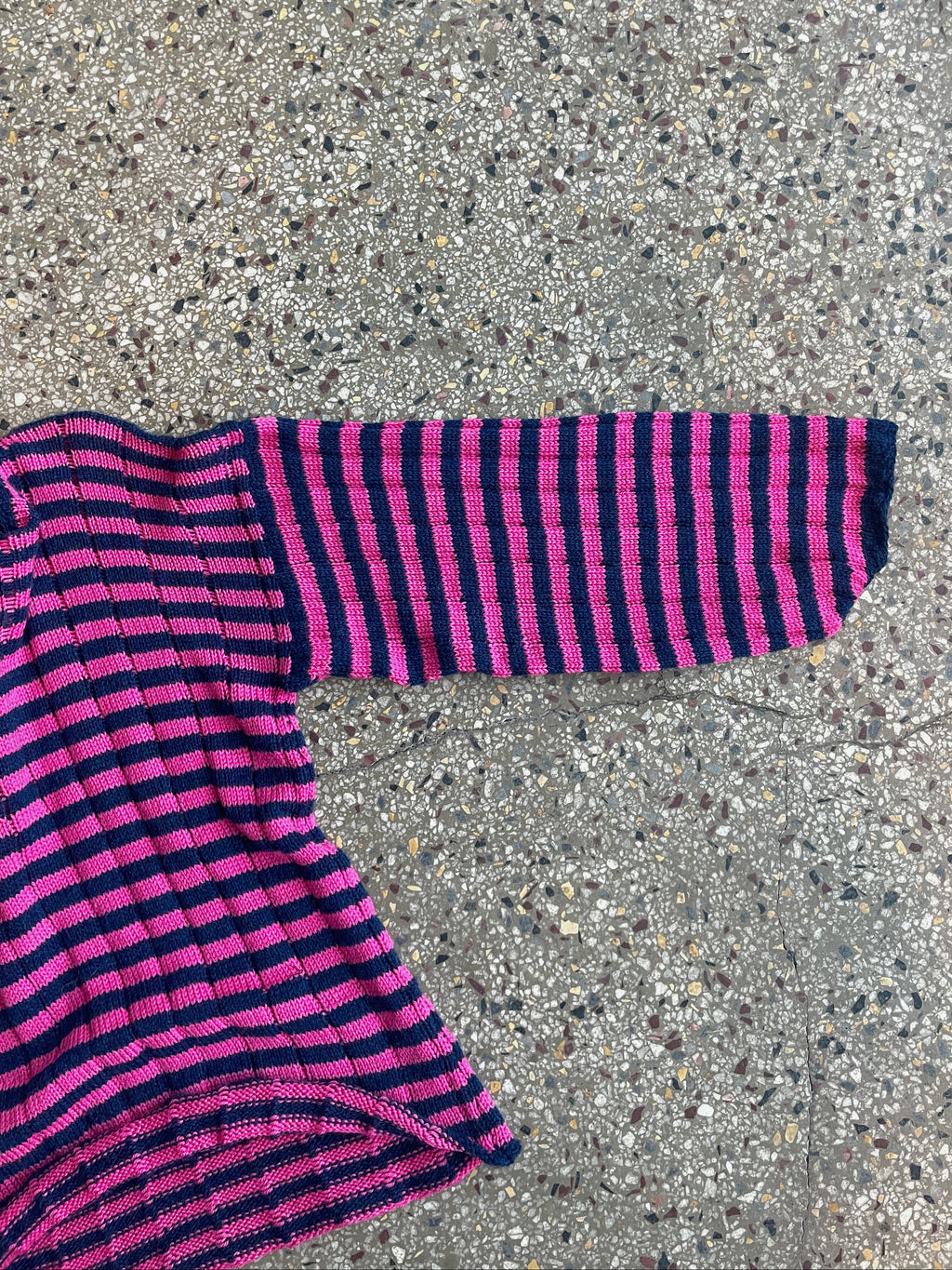 Stripey drop stitch pullover