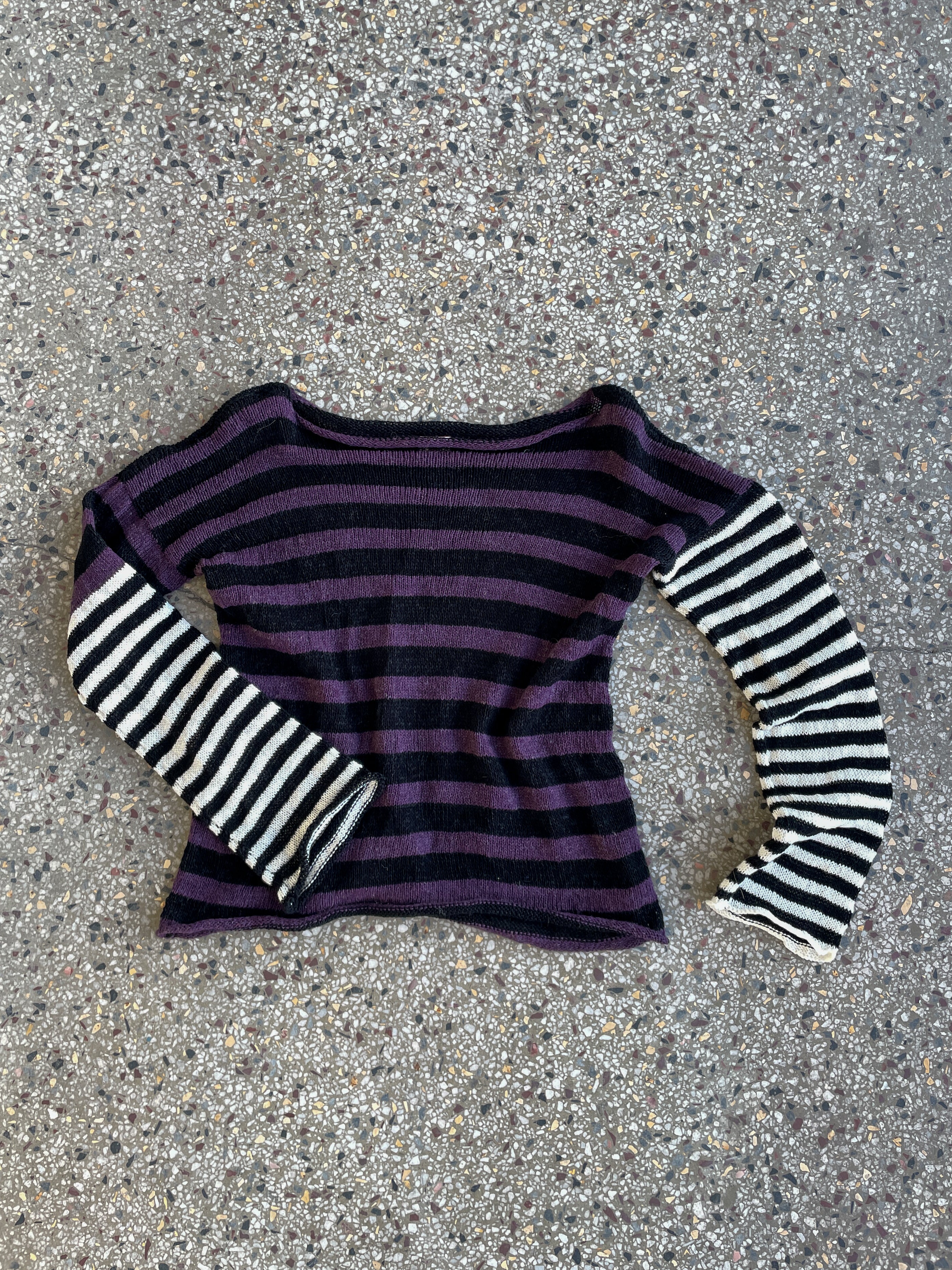 Stripey pullover purple/black&white