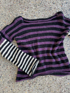 Stripey pullover purple/black&white