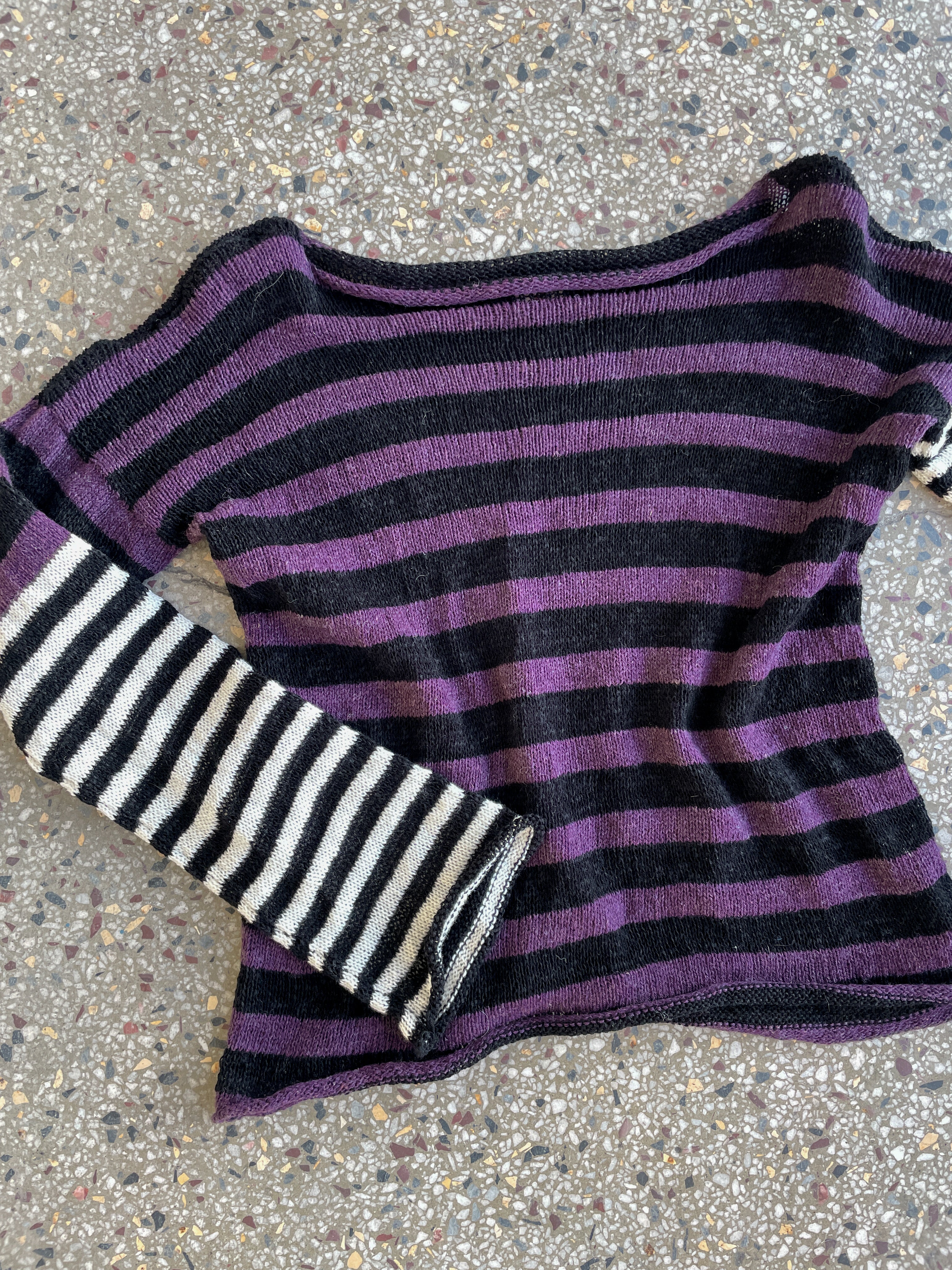 Stripey pullover purple/black&white